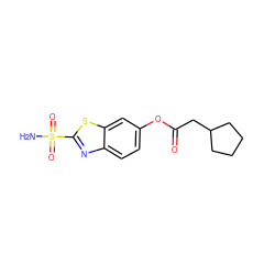 NS(=O)(=O)c1nc2ccc(OC(=O)CC3CCCC3)cc2s1 ZINC000026504150