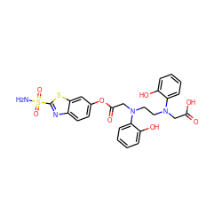 NS(=O)(=O)c1nc2ccc(OC(=O)CN(CCN(CC(=O)O)c3ccccc3O)c3ccccc3O)cc2s1 ZINC000029250155