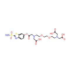 NS(=O)(=O)c1nc2ccc(OC(=O)CN(CCOCCOCCN(CC(=O)O)CC(=O)O)CC(=O)O)cc2s1 ZINC000029245412