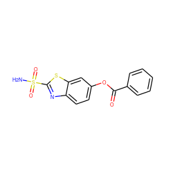 NS(=O)(=O)c1nc2ccc(OC(=O)c3ccccc3)cc2s1 ZINC000026507308