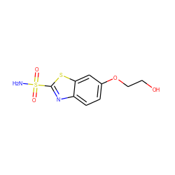 NS(=O)(=O)c1nc2ccc(OCCO)cc2s1 ZINC000001915737