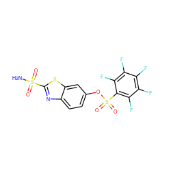 NS(=O)(=O)c1nc2ccc(OS(=O)(=O)c3c(F)c(F)c(F)c(F)c3F)cc2s1 ZINC000013835306