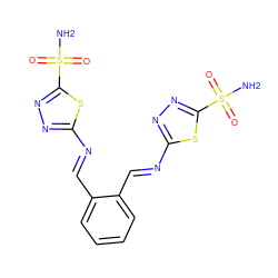 NS(=O)(=O)c1nnc(/N=C/c2ccccc2/C=N/c2nnc(S(N)(=O)=O)s2)s1 ZINC001772658191