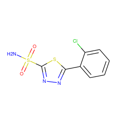 NS(=O)(=O)c1nnc(-c2ccccc2Cl)s1 ZINC000006095534