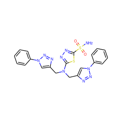 NS(=O)(=O)c1nnc(N(Cc2cn(-c3ccccc3)nn2)Cc2cn(-c3ccccc3)nn2)s1 ZINC000299858213