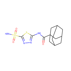 NS(=O)(=O)c1nnc(NC(=O)C23CC4CC(CC(C4)C2)C3)s1 ZINC000005839050