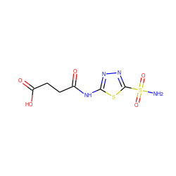 NS(=O)(=O)c1nnc(NC(=O)CCC(=O)O)s1 ZINC000005925089