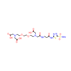 NS(=O)(=O)c1nnc(NC(=O)CCNC(=O)CN(CCOCCOCCN(CC(=O)O)CC(=O)O)CC(=O)O)s1 ZINC000043938634