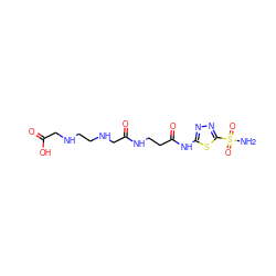 NS(=O)(=O)c1nnc(NC(=O)CCNC(=O)CNCCNCC(=O)O)s1 ZINC000022925420