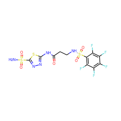 NS(=O)(=O)c1nnc(NC(=O)CCNS(=O)(=O)c2c(F)c(F)c(F)c(F)c2F)s1 ZINC000013835303