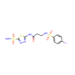 NS(=O)(=O)c1nnc(NC(=O)CCNS(=O)(=O)c2ccc(I)cc2)s1 ZINC000026950095