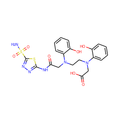 NS(=O)(=O)c1nnc(NC(=O)CN(CCN(CC(=O)O)c2ccccc2O)c2ccccc2O)s1 ZINC000029246052