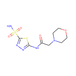 NS(=O)(=O)c1nnc(NC(=O)CN2CCOCC2)s1 ZINC000028353704