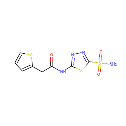 NS(=O)(=O)c1nnc(NC(=O)Cc2cccs2)s1 ZINC000045288012