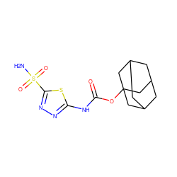 NS(=O)(=O)c1nnc(NC(=O)OC23CC4CC(CC(C4)C2)C3)s1 ZINC000095555298