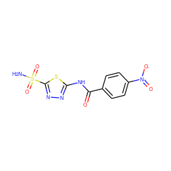 NS(=O)(=O)c1nnc(NC(=O)c2ccc([N+](=O)[O-])cc2)s1 ZINC000653861845