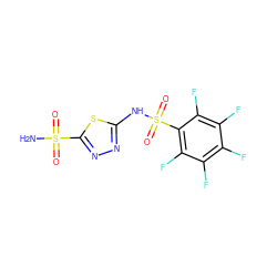 NS(=O)(=O)c1nnc(NS(=O)(=O)c2c(F)c(F)c(F)c(F)c2F)s1 ZINC000013835301