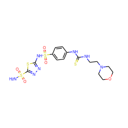 NS(=O)(=O)c1nnc(NS(=O)(=O)c2ccc(NC(=S)NCCN3CCOCC3)cc2)s1 ZINC000028374131