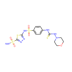 NS(=O)(=O)c1nnc(NS(=O)(=O)c2ccc(NC(=S)NN3CCOCC3)cc2)s1 ZINC000028455736