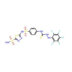 NS(=O)(=O)c1nnc(NS(=O)(=O)c2ccc(NC(=S)NNc3c(F)c(F)c(F)c(F)c3F)cc2)s1 ZINC000028388422