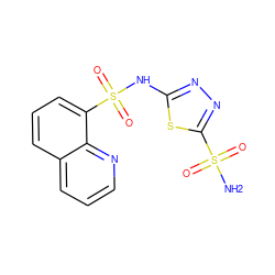 NS(=O)(=O)c1nnc(NS(=O)(=O)c2cccc3cccnc23)s1 ZINC000003923941