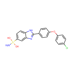 NS(O)(O)c1ccc2[nH]c(-c3ccc(Oc4ccc(Cl)cc4)cc3)nc2c1 ZINC001772642530