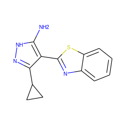 Nc1[nH]nc(C2CC2)c1-c1nc2ccccc2s1 ZINC000019721155