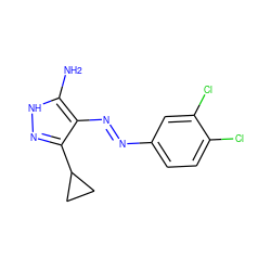 Nc1[nH]nc(C2CC2)c1N=Nc1ccc(Cl)c(Cl)c1 ZINC000253966869