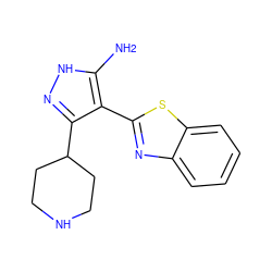 Nc1[nH]nc(C2CCNCC2)c1-c1nc2ccccc2s1 ZINC000114398134