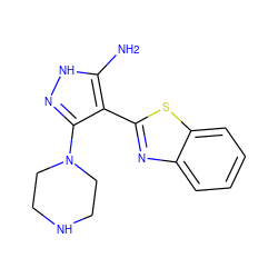 Nc1[nH]nc(N2CCNCC2)c1-c1nc2ccccc2s1 ZINC000114399108