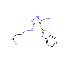 Nc1[nH]nc(NCCCC(=O)O)c1-c1nc2ccccc2s1 ZINC000114397757