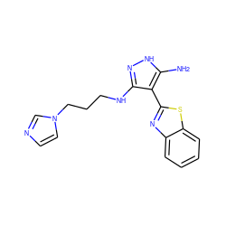 Nc1[nH]nc(NCCCn2ccnc2)c1-c1nc2ccccc2s1 ZINC000114397988