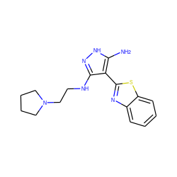 Nc1[nH]nc(NCCN2CCCC2)c1-c1nc2ccccc2s1 ZINC000114398049