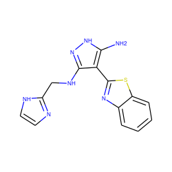 Nc1[nH]nc(NCc2ncc[nH]2)c1-c1nc2ccccc2s1 ZINC000114399847