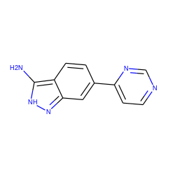 Nc1[nH]nc2cc(-c3ccncn3)ccc12 ZINC000066123847