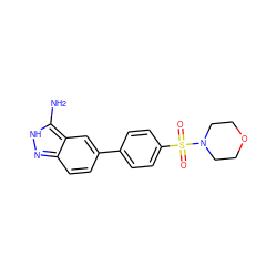 Nc1[nH]nc2ccc(-c3ccc(S(=O)(=O)N4CCOCC4)cc3)cc12 ZINC000040935299