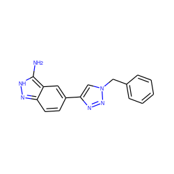 Nc1[nH]nc2ccc(-c3cn(Cc4ccccc4)nn3)cc12 ZINC000063298265