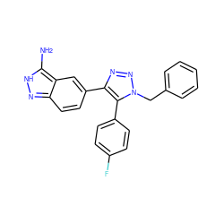 Nc1[nH]nc2ccc(-c3nnn(Cc4ccccc4)c3-c3ccc(F)cc3)cc12 ZINC000043208592