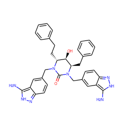 Nc1[nH]nc2ccc(CN3C(=O)N(Cc4ccc5n[nH]c(N)c5c4)[C@H](Cc4ccccc4)[C@H](O)[C@H]3CCc3ccccc3)cc12 ZINC000014943308