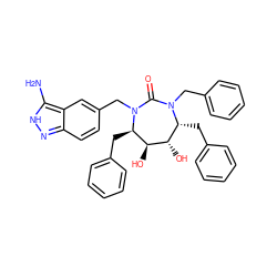 Nc1[nH]nc2ccc(CN3C(=O)N(Cc4ccccc4)[C@H](Cc4ccccc4)[C@H](O)[C@@H](O)[C@H]3Cc3ccccc3)cc12 ZINC000003935723