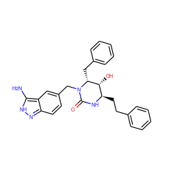 Nc1[nH]nc2ccc(CN3C(=O)N[C@H](CCc4ccccc4)[C@@H](O)[C@H]3Cc3ccccc3)cc12 ZINC000013782666