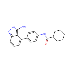 Nc1[nH]nc2cccc(-c3ccc(NC(=O)C4CCCCC4)cc3)c12 ZINC000028604308