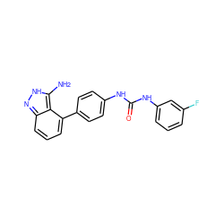 Nc1[nH]nc2cccc(-c3ccc(NC(=O)Nc4cccc(F)c4)cc3)c12 ZINC000034554182