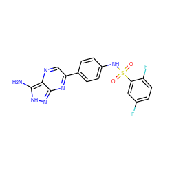 Nc1[nH]nc2nc(-c3ccc(NS(=O)(=O)c4cc(F)ccc4F)cc3)cnc12 ZINC000221226155