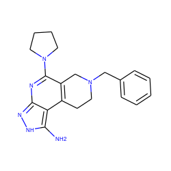 Nc1[nH]nc2nc(N3CCCC3)c3c(c12)CCN(Cc1ccccc1)C3 ZINC000084466161