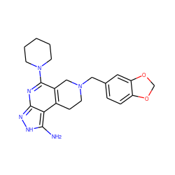 Nc1[nH]nc2nc(N3CCCCC3)c3c(c12)CCN(Cc1ccc2c(c1)OCO2)C3 ZINC000049088138