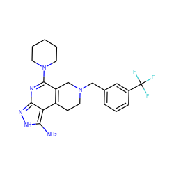 Nc1[nH]nc2nc(N3CCCCC3)c3c(c12)CCN(Cc1cccc(C(F)(F)F)c1)C3 ZINC000049113490