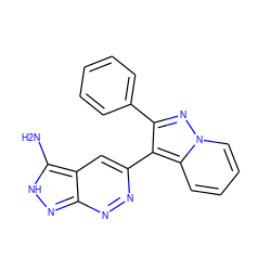 Nc1[nH]nc2nnc(-c3c(-c4ccccc4)nn4ccccc34)cc12 ZINC000028565323