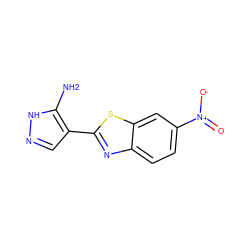 Nc1[nH]ncc1-c1nc2ccc([N+](=O)[O-])cc2s1 ZINC000114397916