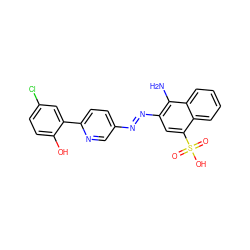 Nc1c(/N=N/c2ccc(-c3cc(Cl)ccc3O)nc2)cc(S(=O)(=O)O)c2ccccc12 ZINC001772573445